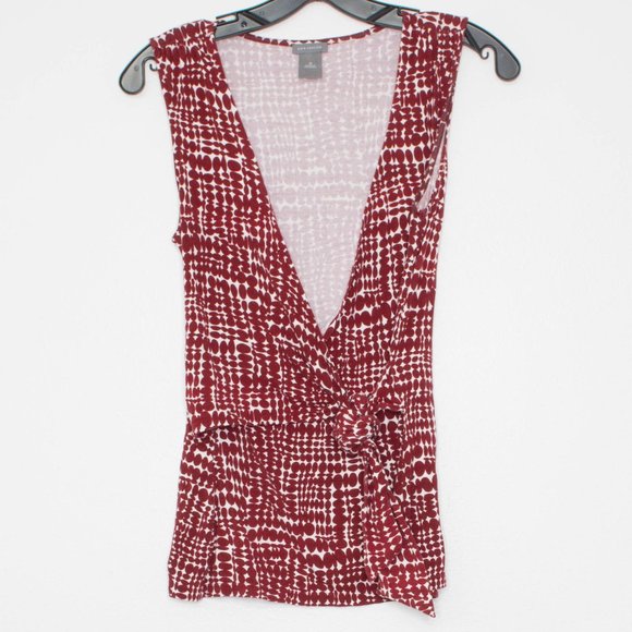 Ann Taylor Tops - Ann Taylor Womens Top Sleeveless Tie Front Surplice Neck Red Size Medium